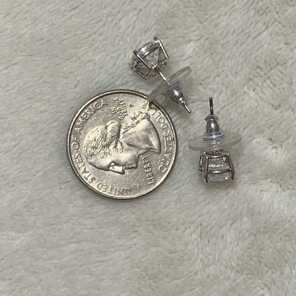 Large Sparkly Silver CZ Stud Earring - Picture 6 of 8